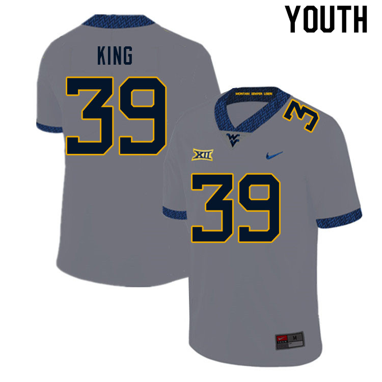 NCAA Youth Danny King West Virginia Mountaineers Gray #39 Nike Stitched Football College Authentic Jersey LR23D28NK
